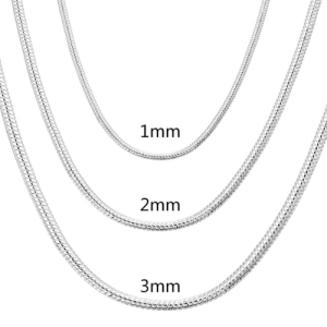 Corrente de Prata 925 mole Cobra para Mulheres 1mm / 2mm / 3mm.
