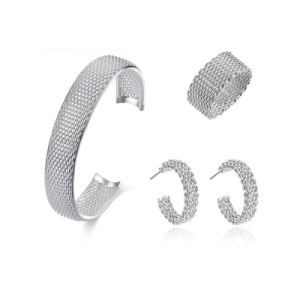 Conjunto de Jóias para Noivas com Anel, Brinco e Pulseira.