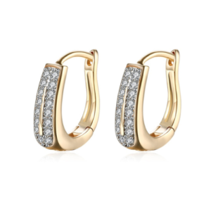 Brincos de Argola Feminino 18K em Forma de Zircônia Cúbica.